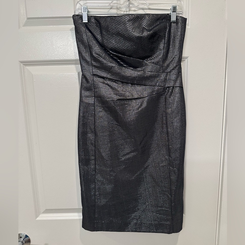 Lauren Ralph Lauren Strapless Gunmetal Metallic Dress